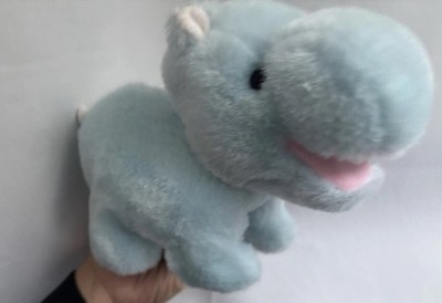 Vintage 1988 Baby GUND Hippo Korea   HTF Plush   Pastel Blue 80s Nursery Toy