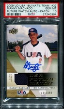 Manny Machado 2009 Upper Deck USA Future Watch Auto Jersey /899 PSA 10 