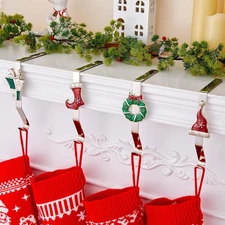 Christmas Stocking Holders for Mantles Set of 4, Colorful Stocking Hangers for F