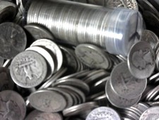 1932 - 1964 WASHINGTON 90% SILVER QUARTERS &mdash;$10 FACE VALUE&mdash;LOT OF 40 COINS/ROLL&mdash;