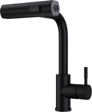 Matte Black Kitchen Faucet with Pull down Sprayer, Waterfall 15 High Single Han
