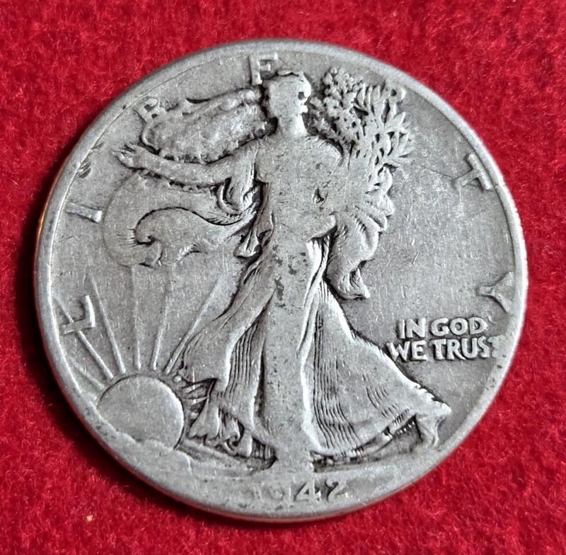 1942 P Walking Liberty Half Dollar 90% Silver U.S. Coin - .36 Ounce Silver