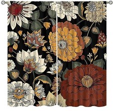 Boho Vintage Floral Curtains Colorful 21"W x 44.5"L Pack of 2 Boho Floral-6