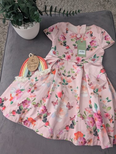 New Baker By Ted Baker Girls Fower Flare Dress Gorgeous Floral Butterfly 4-5yrs - Picture 3 of 19
