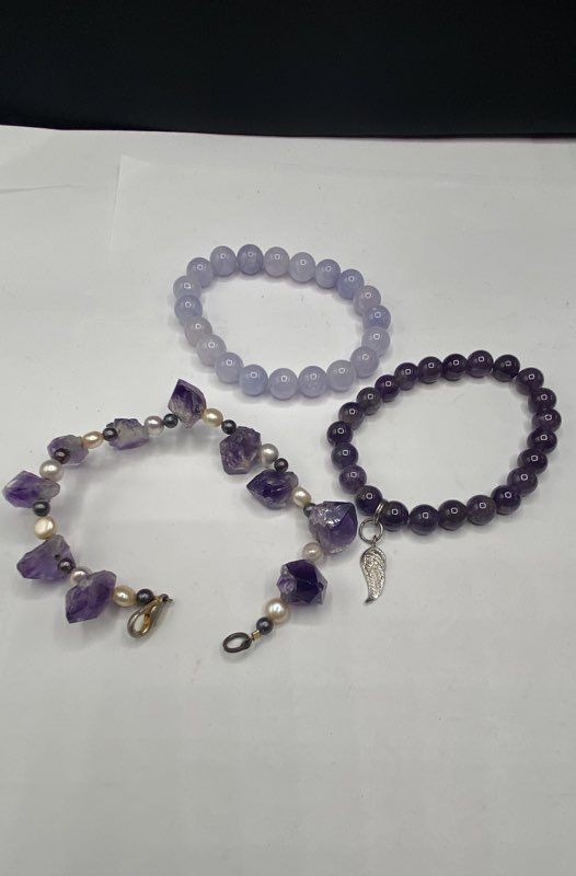 Assorted Amethyst Pearl Unknown Gemstone Bracelet… - image 3