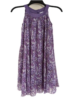 H&M Girls Dress Sz 7-8Y Purple Floral Sleeveless Tank style swing sundress flowy