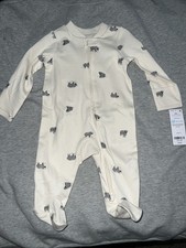 Carter  s Baby Sheep Print Zip Cotton Sleep  Play Pajamas Ivory 