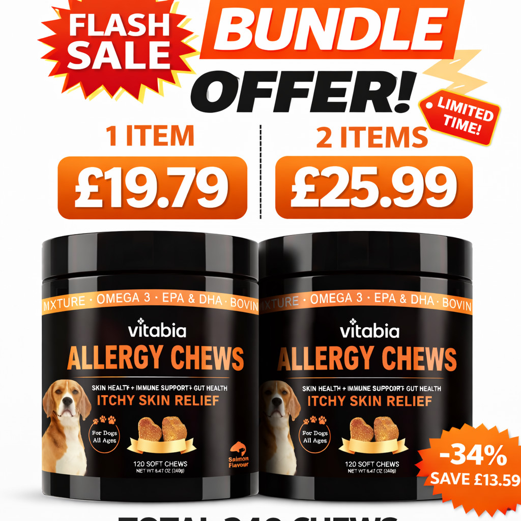 Itchy Dog Skin Relief - Dog Allergy Relief with Natural Dog Treats 240 Dog Chews