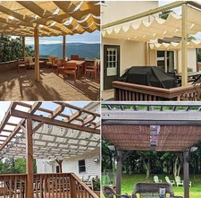4'Wx16'L Pergola Shade Cover Retractable Shade Awning Slide Flexible Canopy f...