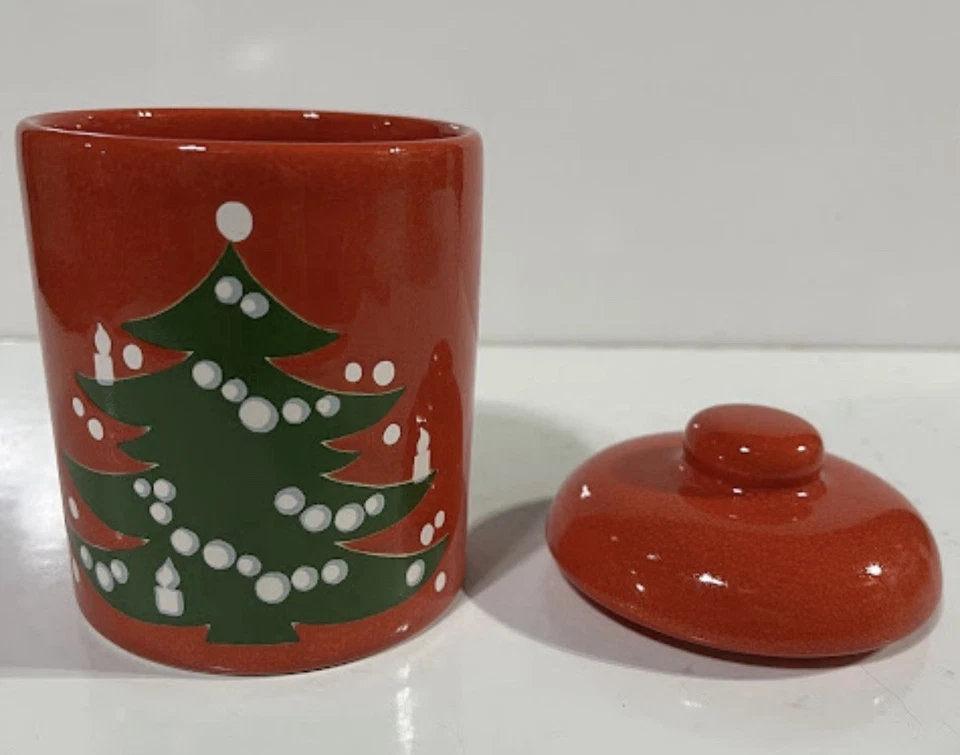 Waechtersbach Red Christmas Tree Cookie Jar/Canister W/Lid Germany - Image 4 of 4