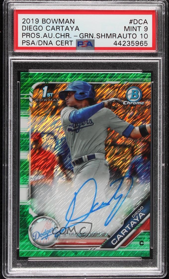 2019 Bowman Green Shimmer Refractor 98/99 Diego Cartaya #CPA-DCA Auto 07ui
