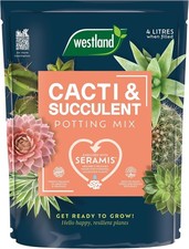 Image of Westland Cacti & Succulent Potting Compost Mix Enriched with Seramis 4L UK