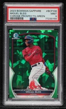 2023 Bowman Sapphire Edition Chrome Prospects Green 29/60 Miguel Bleis PSA 9 v1i
