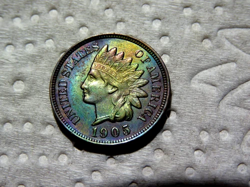 Beautifully Toned 1905 Brilliant Uncirculated 4 Diamonds Indian Head Penny D15