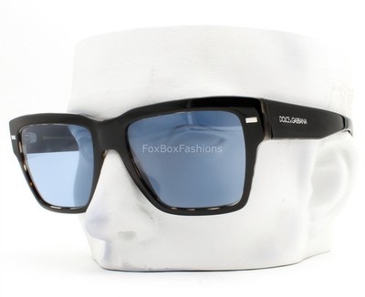 Dolce Gabbana Sunglasses Shiny Black on Gray Havana Blue DG 4431 3403/1U w/case