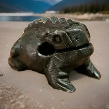 Hand Carved Wooden Frog Guiro Percussion Instrument Ribbit Sound 3 In