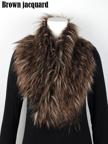 Ladies Faux Fur Scarves Scarf Stole Collar Black White Grey Wrap New - Picture 4 of 16