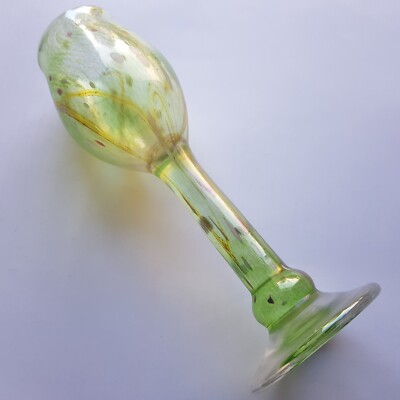 Carin von Drehle Kunstglas Kelch 21cm Studio Spritzer 1989 irisierend lindgrün