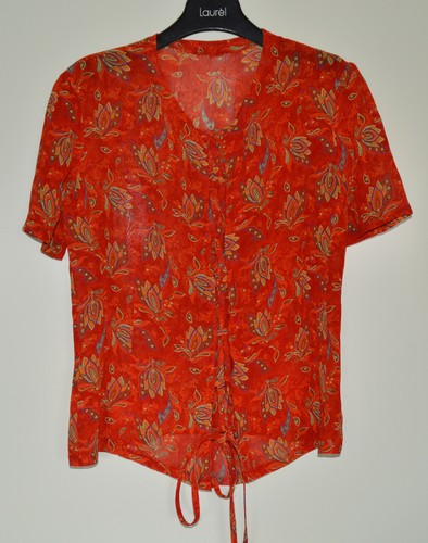 Edle Damen Bluse aus reine Viskose, Schnürung vorne, Schneider Arbeit Gr.M - Picture 4 of 12