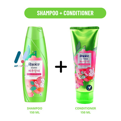 REJOICE Shampoo Conditioner Korean Jeju Rose Soft Smooth Anti-Frizz Long Lasting