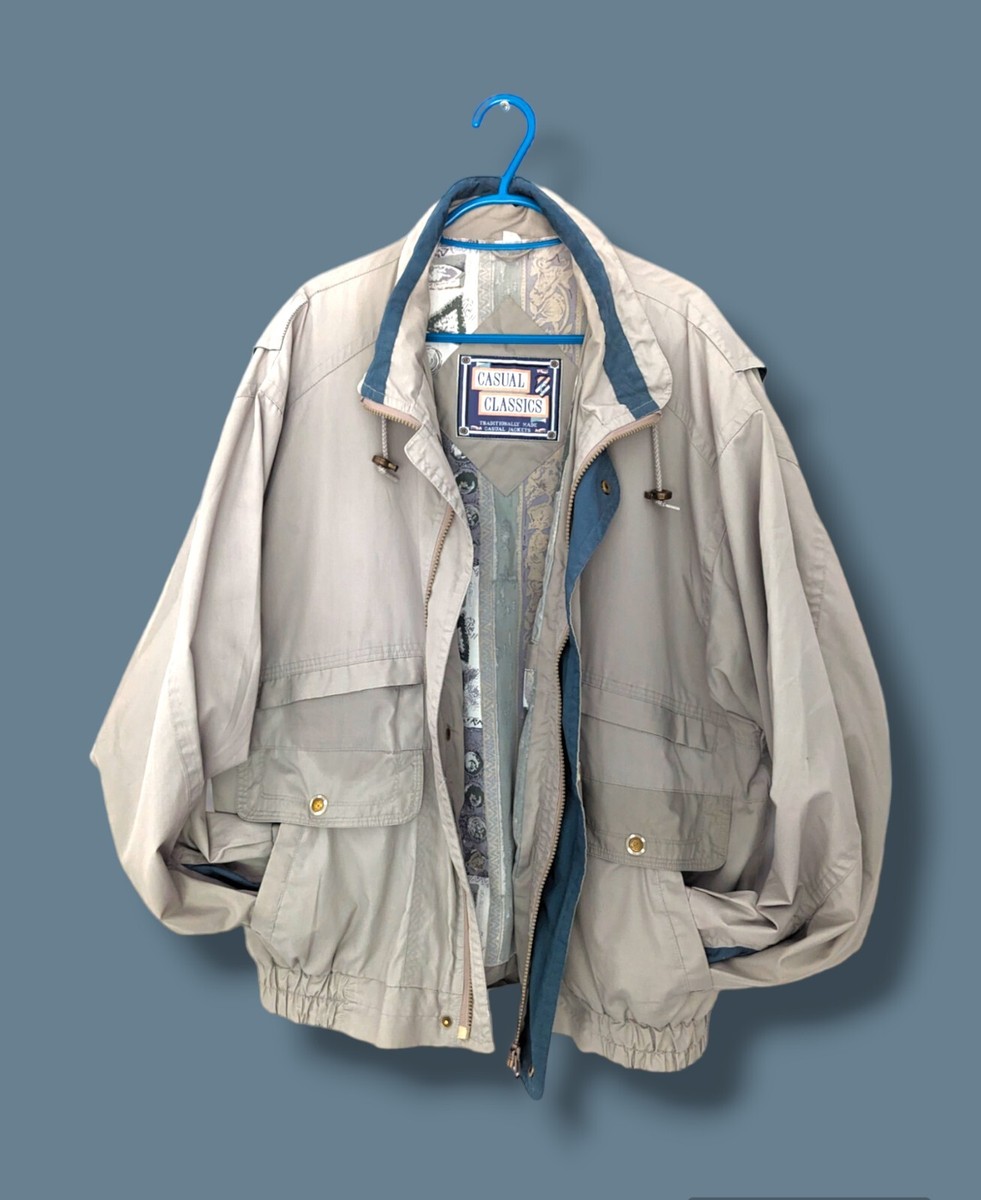 Vintage Canda C&A Grey Navy Windbreaker Bomber Jacket Retro Golf M