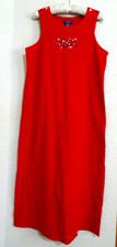 MOUNTAIN LAKE Petite Maxi Dress Sz. PM Red Color Split Side w/ Snap Buttons Nice