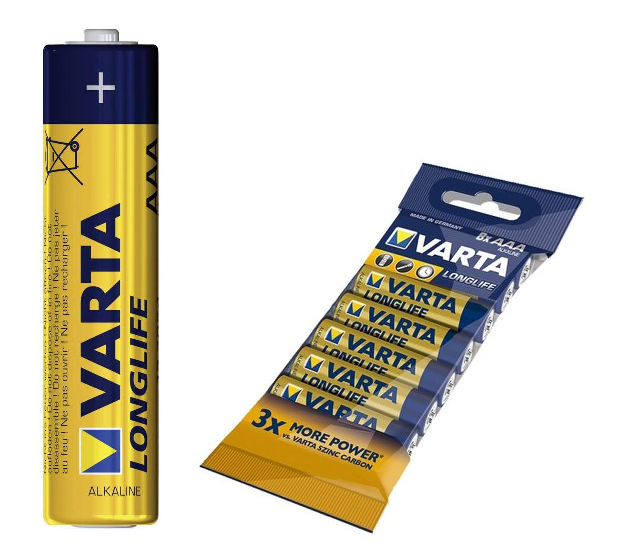 Batteria Alcalina Varta ~1,5V ~LR3 ~ AAA ~ Longlife = Lunga Vita (8 Pezzi)
