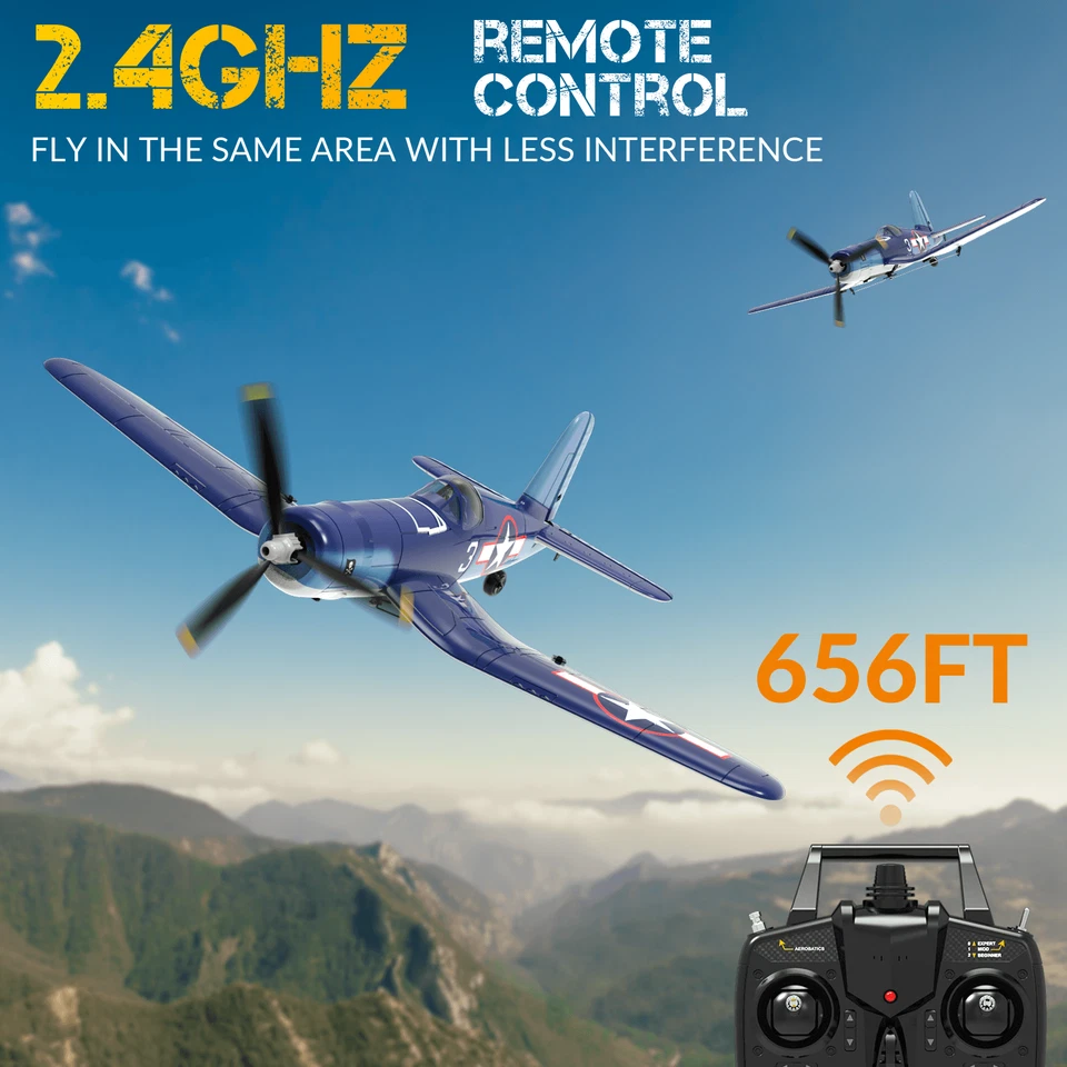 Aviones de radiocontrol Volantex para adultos, avión de radiocontrol Corsair de 4 canales, acrobática de una llave, RTF Foto 4 de 4