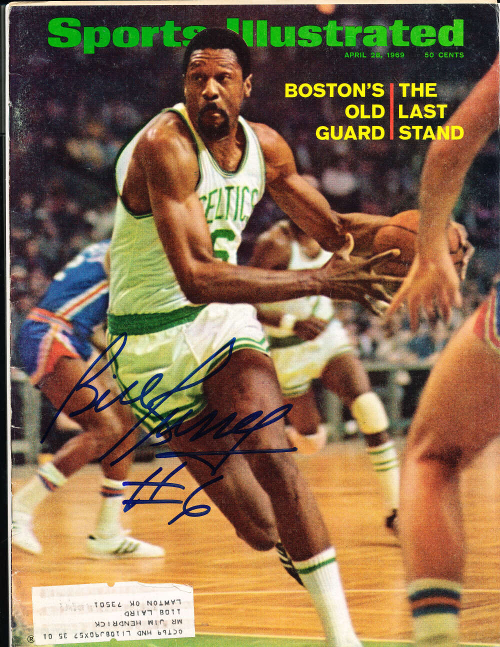 4/28 1969 Bill Russell Celtics Signed sports illustrated jsa letter bx3.25 