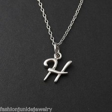 Tiny Initial Letter H Necklace - 925 Sterling Silver - Name H Letter Charm Name