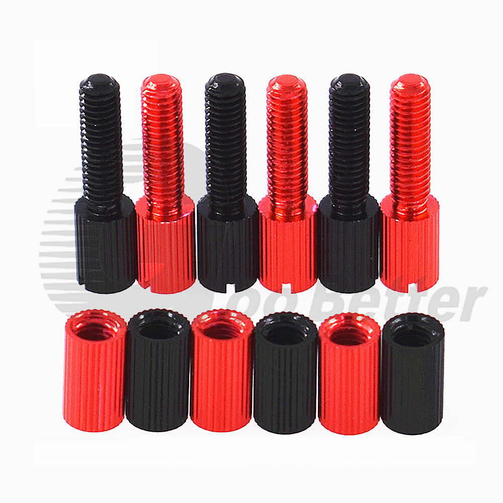 M5 x 17mm Slotted Thumb Screws Knurled Bolts Nut Aluminum Anodised Red
