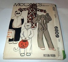 MCCALLS COSTUMES PATTERN 6809 ELEPHANT CAT PANDA DOG  CHILD SIZE 2 - 3 UNCUT
