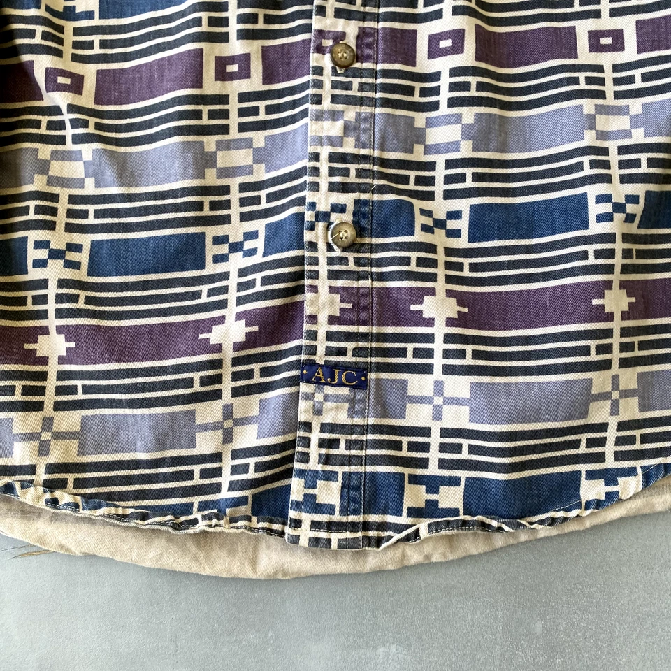 Arizona Shirt Mens XL Aztec Geometric Colorful Purple Long Sleeve Retro - Image 4 of 4