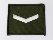 Lance Corporal Rank Badge White On Green British Military Ivory on Olive Drab