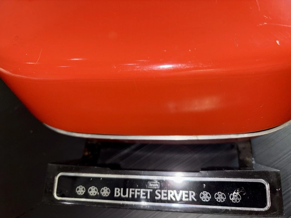 Sartén eléctrica vintage años 70 Red Sears - mostrador artesanal servidor buffet Foto 4 de 4