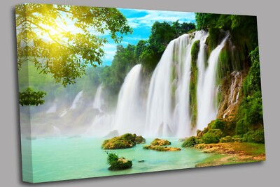 Bild Wasserfall chinesische & vietnamesische Grenze Leinwand Wandbild Bild Druck