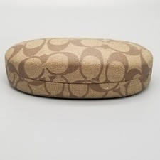 COACH Eyeglass Hard Clamshell Case C Monogram Cleaning Cloth Tan Brown