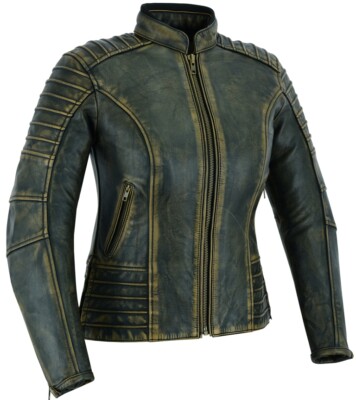 DISTRESSED BRAUN VINTAGE MOTORRAD GEWACHSTES RINDSLEDERJACKE DAMEN