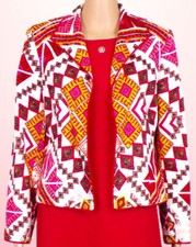 HARV BENARD COLLECTION size 10 multicolor open-front blazer cotton/spandex
