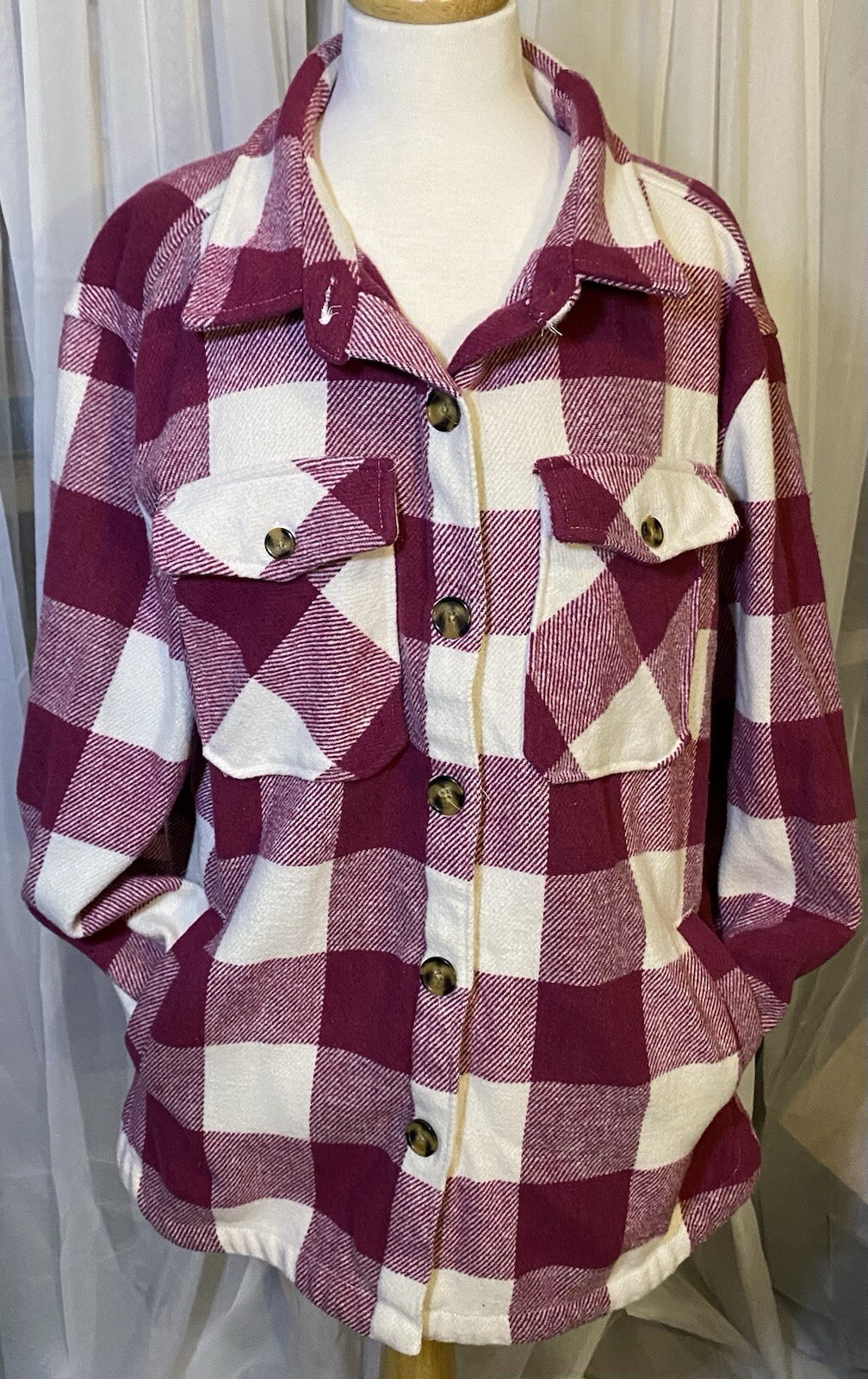 MEMBER'S MARK Button Front PLAID Shacket Ladies S… - image 1