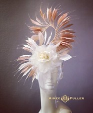 Kentucky Derby Fascinator White Cream Ascot Hat Rose Dusty Pink Melbourne Cup