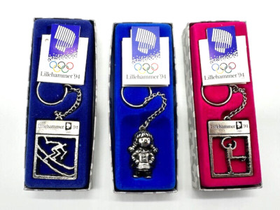 Konvolut 3x Schlüsselanhänger Lillehammer 94 Olympia key chain Kristin, ski, ice
