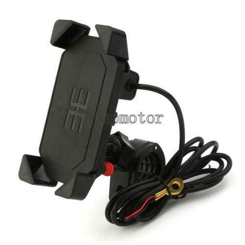 Universal Motorcycle Bike Handlebar Mount Holder USB Charger For Cell Phone - Picture 1 of 9