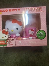 Hello Kitty Smile Set 3 Piece Set Toothbrush Holder, Toothbrush, Rinse Cup