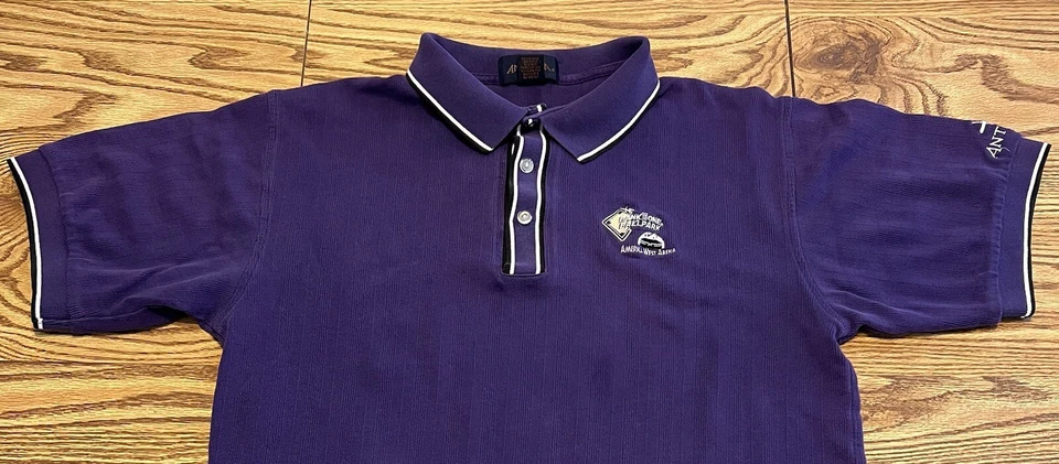VTG 90s Bank One Ballpark America West Arena Usher’s Polo Shirt Purple MLB #1 - Image 3 of 4