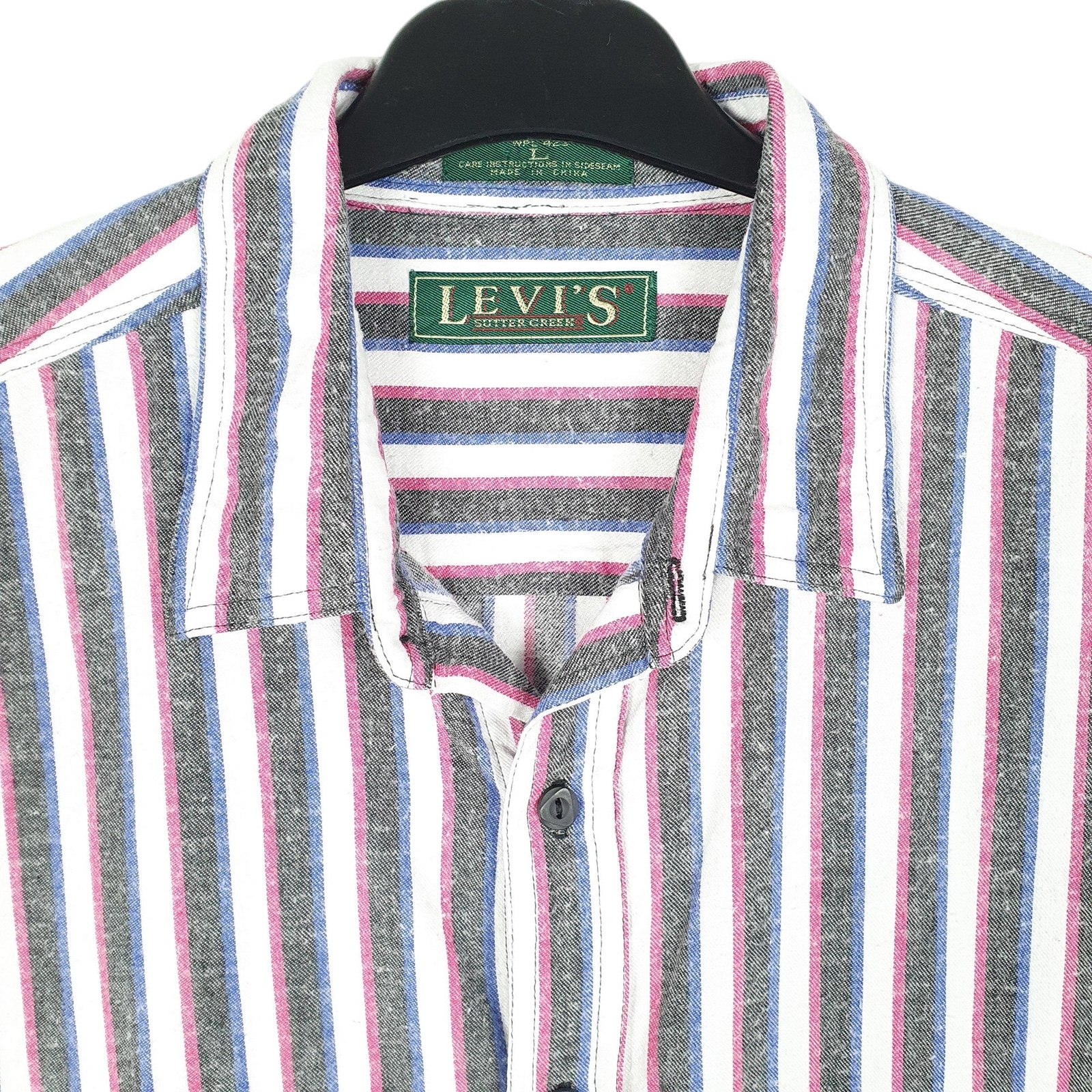 LEVIS White Striped Shirt Vintage Flannel Overshirt Shacket Long Sleeve Casual L image 2