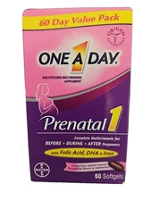 One A Day Prenatal 1 Complete Multivitamin - 60 Softgels Expiration Date 04/2026
