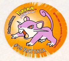 TAZOS POKEMON 1  RATTATA #19 Sabritas Pog Taps Cups Nintendo 1998 MEXICO VHTF