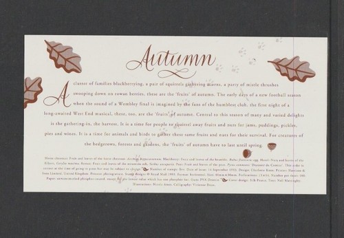 GB 1993 SG1779-83 5v Set Bureau FDC+Insert-The Four Seasons-Otoño-ver 2 fotos - Imagen 2 de 2