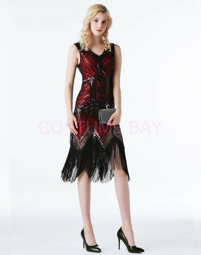 Deluxe 1920s 20's Charleston Vintage Great Gatsby Flapper Costume Sequin Dress - Picture 13 of 15